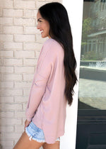 Karlie Boxy Crew Neck Sweater - Mauve-Hand In Pocket