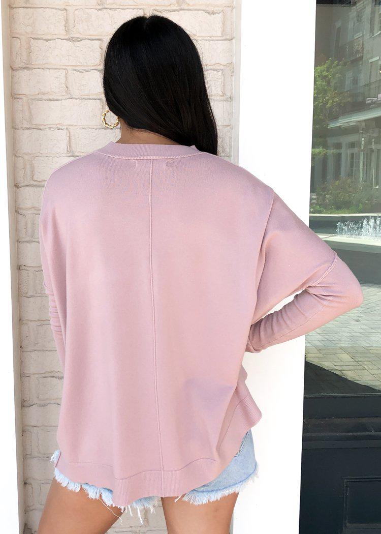 Karlie Boxy Crew Neck Sweater - Mauve-Hand In Pocket