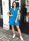 Bobi V-neck Short Sleeve Tiered Mini Dress - Tide-Hand In Pocket