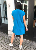 Bobi V-neck Short Sleeve Tiered Mini Dress - Tide-Hand In Pocket