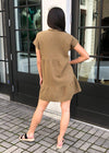 Bobi V-neck Short Sleeve Tiered Mini Dress - Grenade-Hand In Pocket