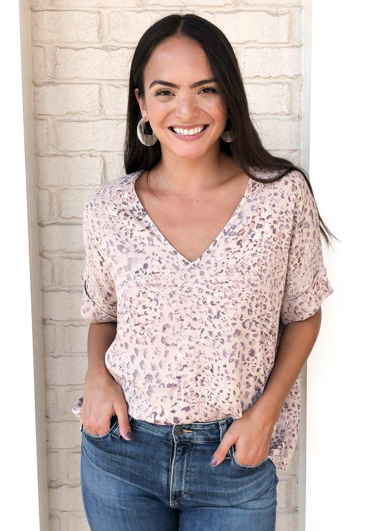 Karlie "Sabi" Leopard Print Essential V Neck Blouse-***FINAL SALE***-Hand In Pocket