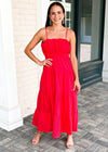 Sanur Pleated Cami Maxi Dress-Red-Hand In Pocket