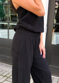 Bobi Cotton Beach Jogger - Black-Hand In Pocket