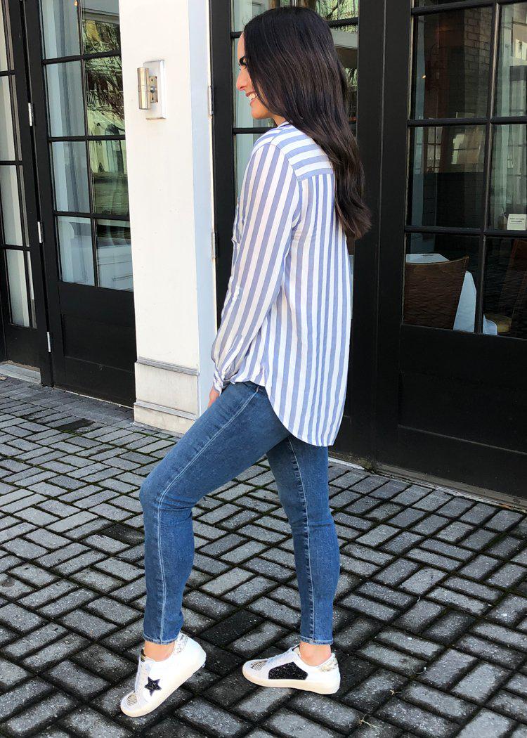 Velvet Heart Elisa Blouse - Indigo/White Striped-Hand In Pocket