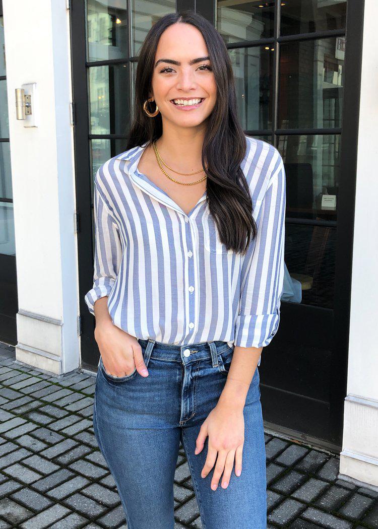 Velvet Heart Elisa Blouse - Indigo/White Striped-Hand In Pocket