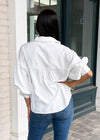 Primm Balloon Sleeve Top-White-Hand In Pocket