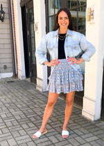 Elan Rhodes Aztec Smocked Tiered Skirt - Blue-Hand In Pocket