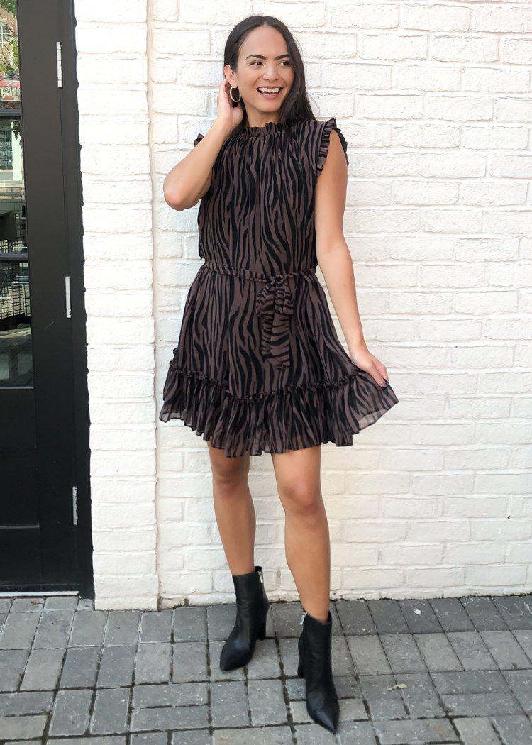 Karlie Moremi Zebra Print Mini Dress-Hand In Pocket