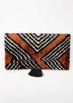 Wolf & Willa Chocolate and Black Envelope Clutch-Hand In Pocket