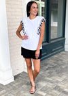 Celeste Ruffle Sleeve Tassel Detail Top - White-Hand In Pocket
