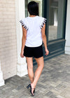 Celeste Ruffle Sleeve Tassel Detail Top - White-Hand In Pocket