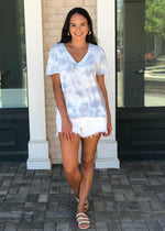 Z Supply Cotton Cloud Tie Dye Tee- Light Blue-Hand In Pocket