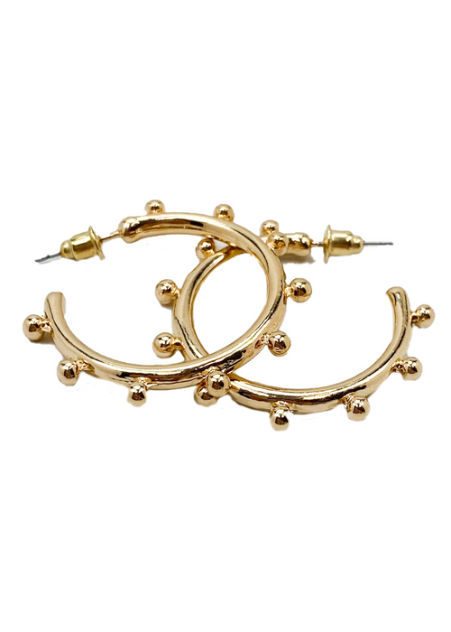 Angelo Ball Detail Hoops - Gold-Hand In Pocket