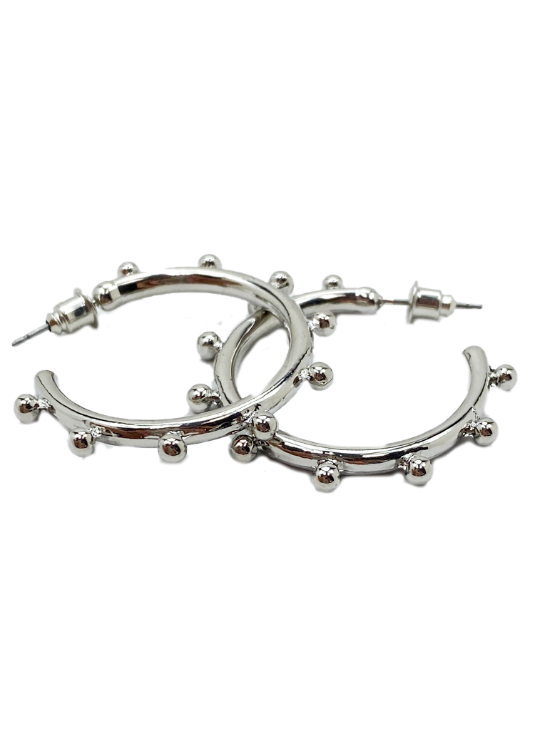 Angelo Ball Detail Hoops - Silver-Hand In Pocket