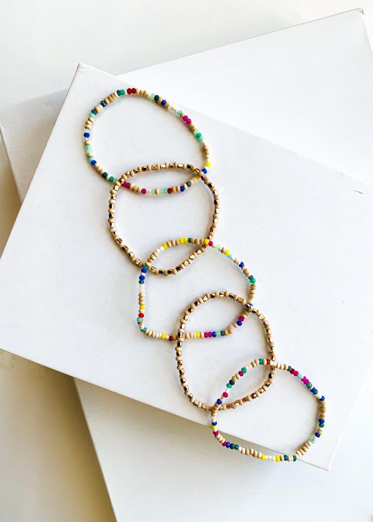 Multi-Colored Confetti Bracelet Set-Hand In Pocket