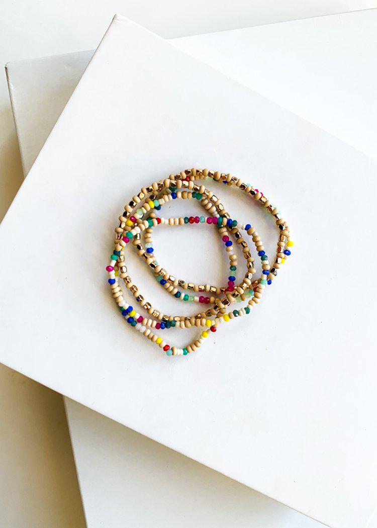 Multi-Colored Confetti Bracelet Set-Hand In Pocket