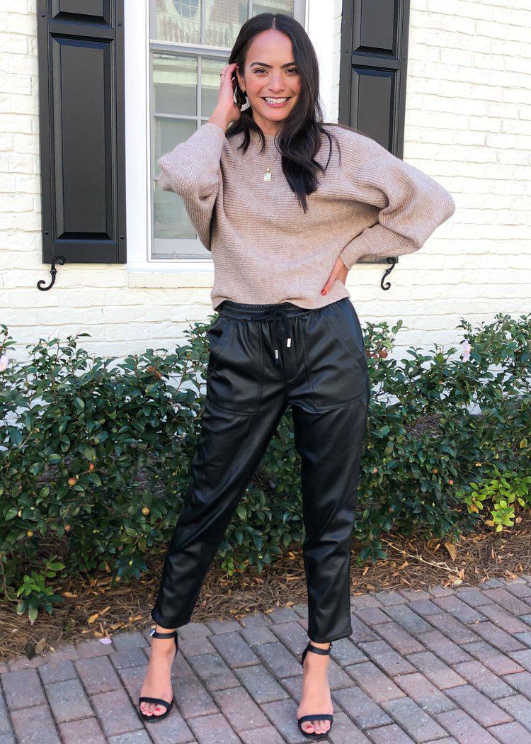 Blank NYC No Guidance Leather Jogger - Black-***FINAL SALE***-Hand In Pocket
