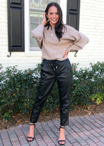 Blank NYC No Guidance Leather Jogger - Black-***FINAL SALE***-Hand In Pocket
