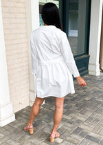 Estate Poplin Button Front Shirtdress - White-Hand In Pocket