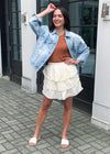 Allison Tiered Crochet Mini Skirt - Ivory-Hand In Pocket
