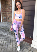 Chaser Lounge Knit Wide Waistband Legging - Confetti Tie Dye-Hand In Pocket