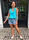 Soma Ruffle Detail Blouse - Turquoise-***FINAL SALE***-Hand In Pocket
