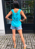 Soma Ruffle Detail Blouse - Turquoise-***FINAL SALE***-Hand In Pocket