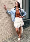 Allison Tiered Crochet Mini Skirt - Ivory-Hand In Pocket