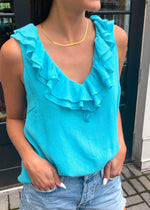 Soma Ruffle Detail Blouse - Turquoise-***FINAL SALE***-Hand In Pocket