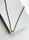 Chiclet Detailed Tan Beaded Long Pendant-Hand In Pocket