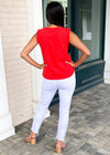 THML Vida Muscle Tee-Coral-Hand In Pocket
