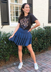 Chaser Rpet Cozy Rib Flouncy Tiered Mini Skirt - Yacht Blue-Hand In Pocket