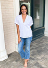 Karlie "Oleta" V Neck Eyelet Blouse-***FINAL SALE***-Hand In Pocket