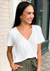 Hudson Mixed Media V Neck Tee-Off White-***FINAL SALE***-Hand In Pocket
