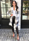 RD Style Cara Modern Plaid Longline Cardigan-Hand In Pocket