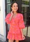 Karlie Taba Faux Wrap Mini Dress-Pink ***FINAL SALE***-Hand In Pocket