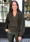 RD Style Brookhaven Wrap Cardigan-Olive-Hand In Pocket