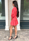 Karlie Ramie Faux Wrap Mini Dress-Red ***FINAL SALE***-Hand In Pocket