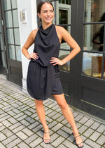 Krisa Cowl Neck Mini Dress- Black-***FINAL SALE***-Hand In Pocket