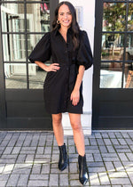 Bahia Puff Sleeve Shirtdress-Hand In Pocket