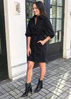 Bahia Puff Sleeve Shirtdress-Hand In Pocket