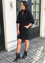 Bahia Puff Sleeve Shirtdress-Hand In Pocket