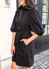 Bahia Puff Sleeve Shirtdress-Hand In Pocket