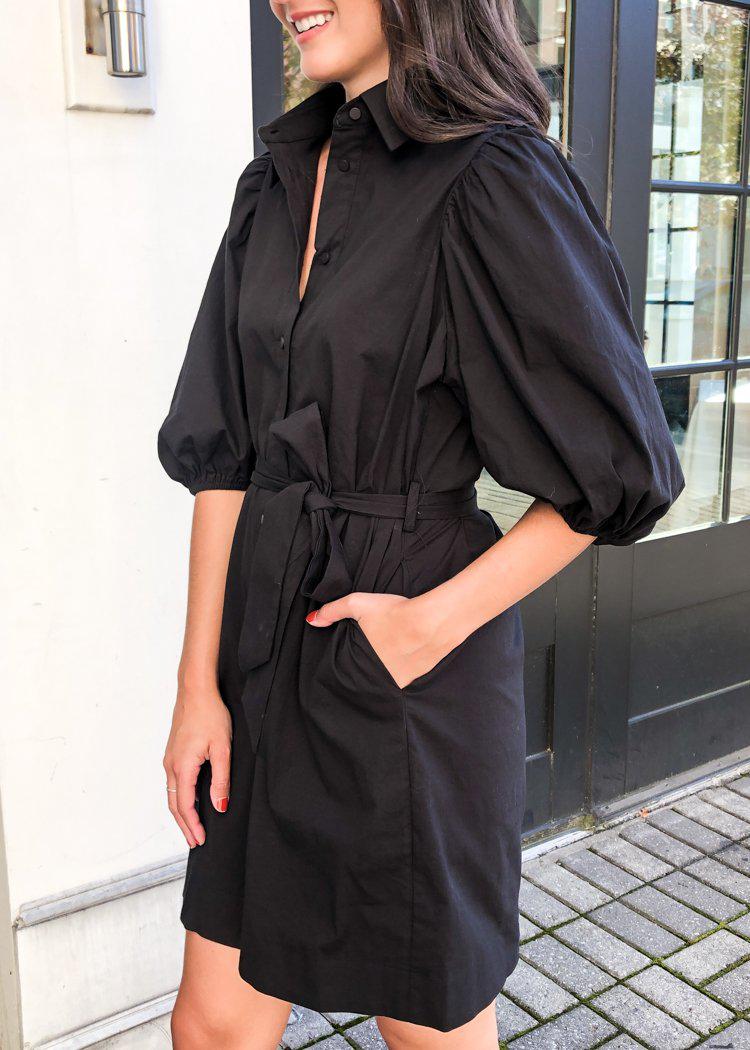 Bahia Puff Sleeve Shirtdress-Hand In Pocket