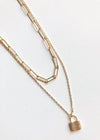 Farrah B Hitched 2 Layered Lock Necklace - Gold-Hand In Pocket