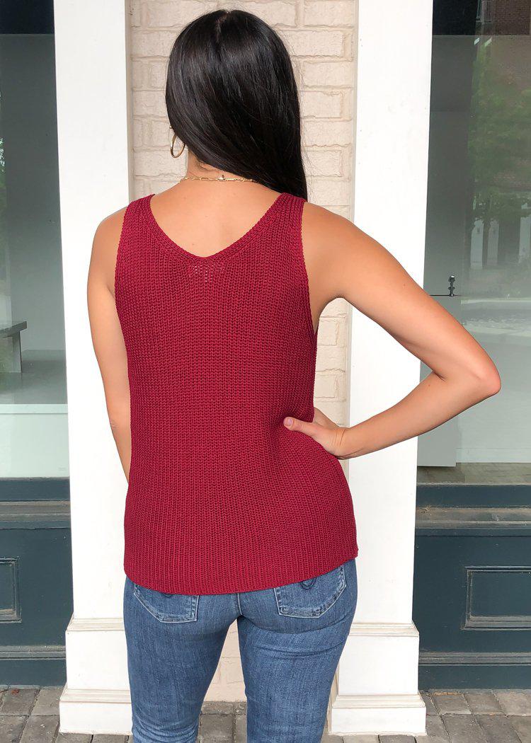 Brooks Sleeveless Scoop Neck Sweater Tank - Burgundy-***FINAL SALE***-Hand In Pocket