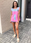 J. Marie Mandy Light Blue and Mint Embroidery Pink Top-***FINAL SALE***-Hand In Pocket