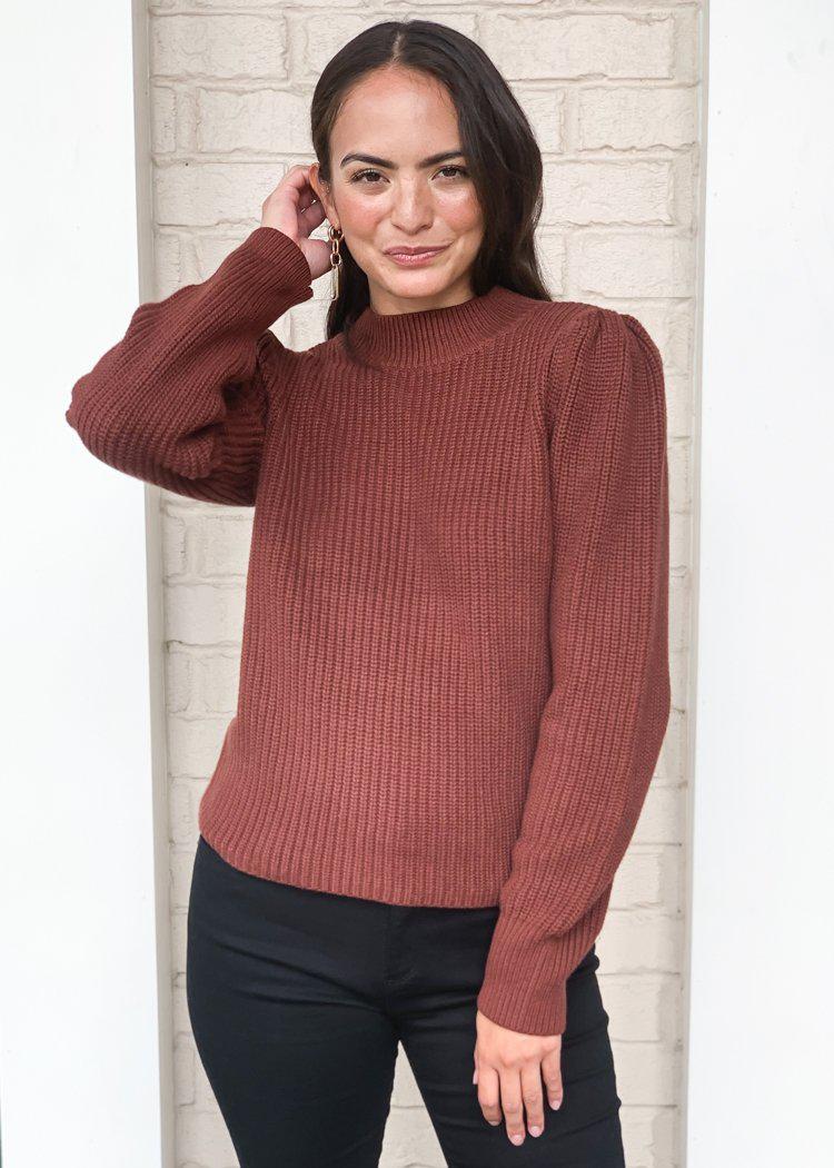 525 America Emma Puff Shoulder Sweater- Cinnamon ***FINAL SALE***-Hand In Pocket