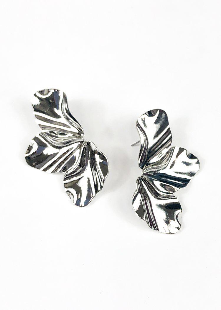 Petal Post Earrings - Silver-Hand In Pocket